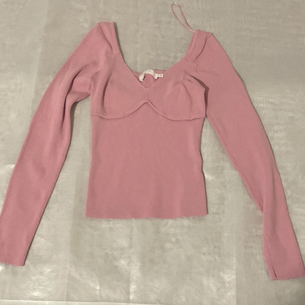Astr Pink Long Sleeve Crop Top medium women’s